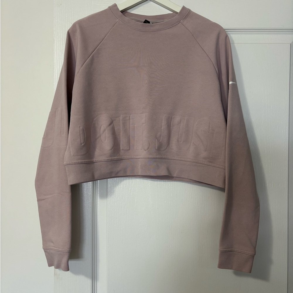 Pink Boxy Cropped Sweatshirt